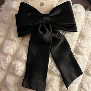 NWT Primark Black Hair Bow - Black Satin Ribbon Bow Beak Hair Clip One Size